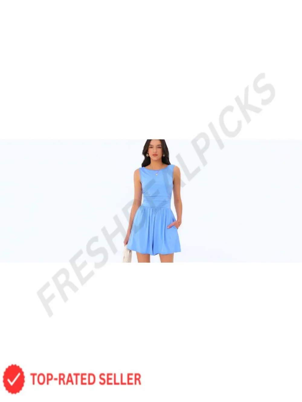 Dressy Sleeveless Wide Leg Jumpsuit Romper with Pockets Spring Summer